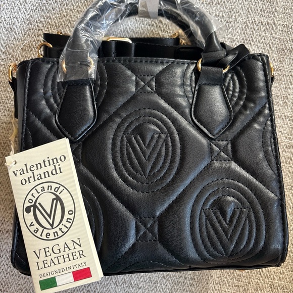 $259 Retail Valentino Orlandi Black Quilted Leather Satchel - Picture 1 of 7